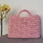 πλεκτή τσάντα ροζ