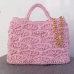 πλεκτή τσάντα ροζ