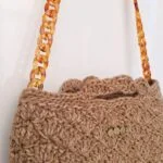 Πλεκτή τσάντα χρώμα camel